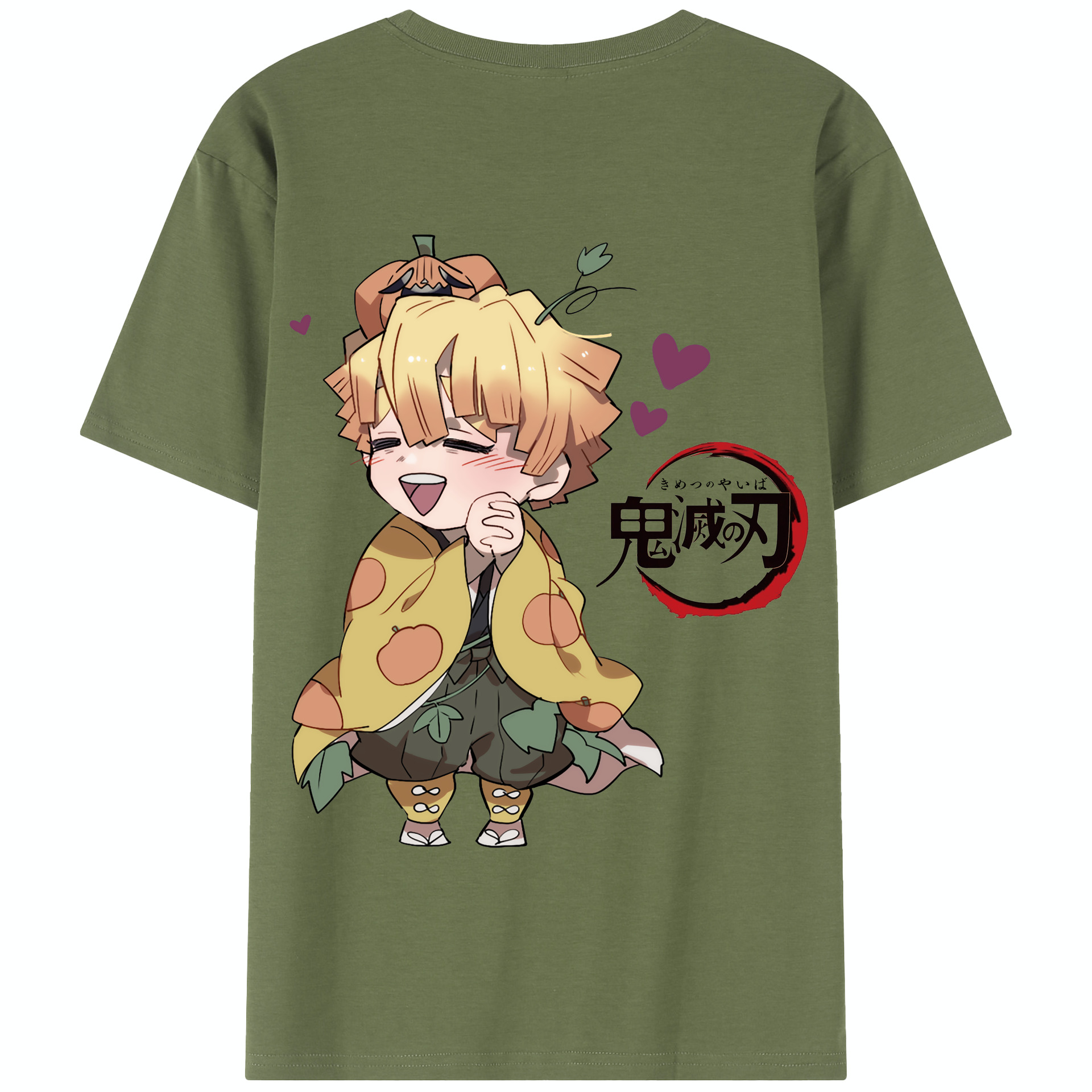 （画像用） 鬼滅の刃（きめつのやいば）我妻 善逸／あがつま ぜんいつ Agatsuma Zenitsu 綿100％半袖Tシャツ（背面プリント）